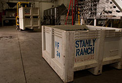 Grape bins used for harvesting with Stanly Ranch written on them